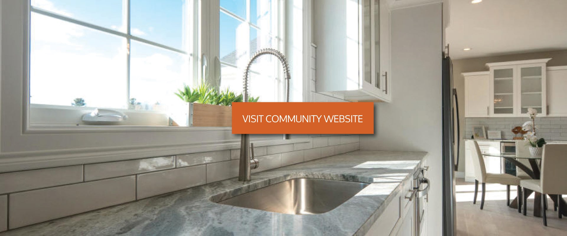 new home kitchen sink with visit community website button